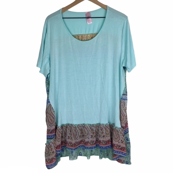 PINK COCONUT Boutique Plus Size Top Tunic Blouse Paisley Sheer Short Sleeve XXXL - Picture 10 of 10